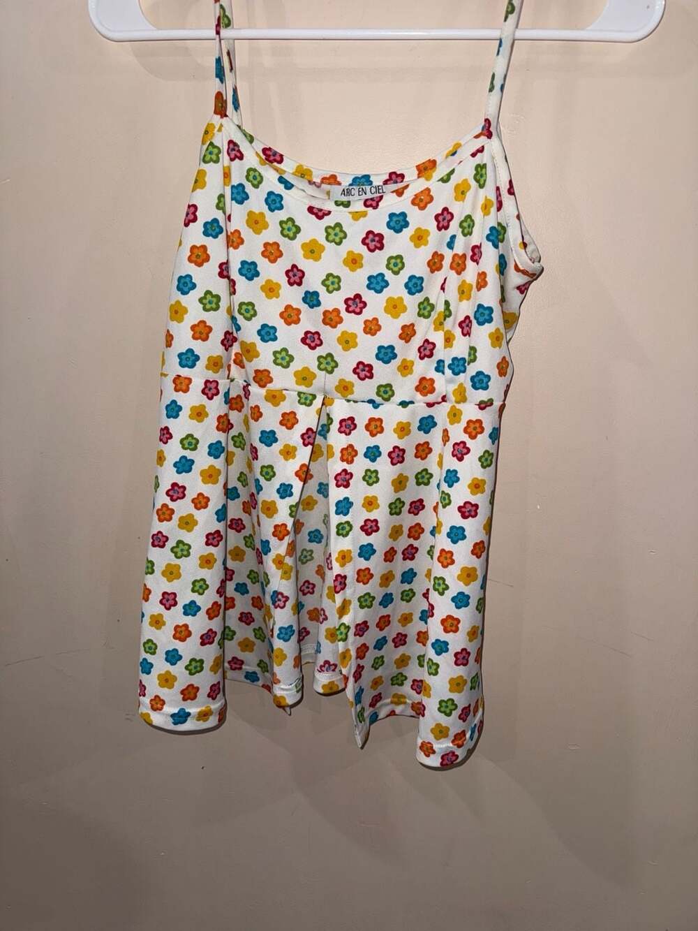Arc En Ciel Cami Romper Size Medium Floral Print 90s Vintage